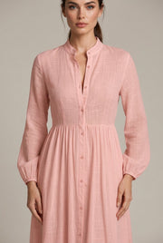 Élodie Shirt Maxi Dress — Pink — AI-generated studio bodice detail