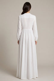 Élodie Shirt Maxi Dress — White — AI-generated studio back view