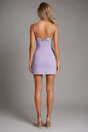 Women's Fashion Embroidery Lace Dress — Purple — AI-generated studio back view